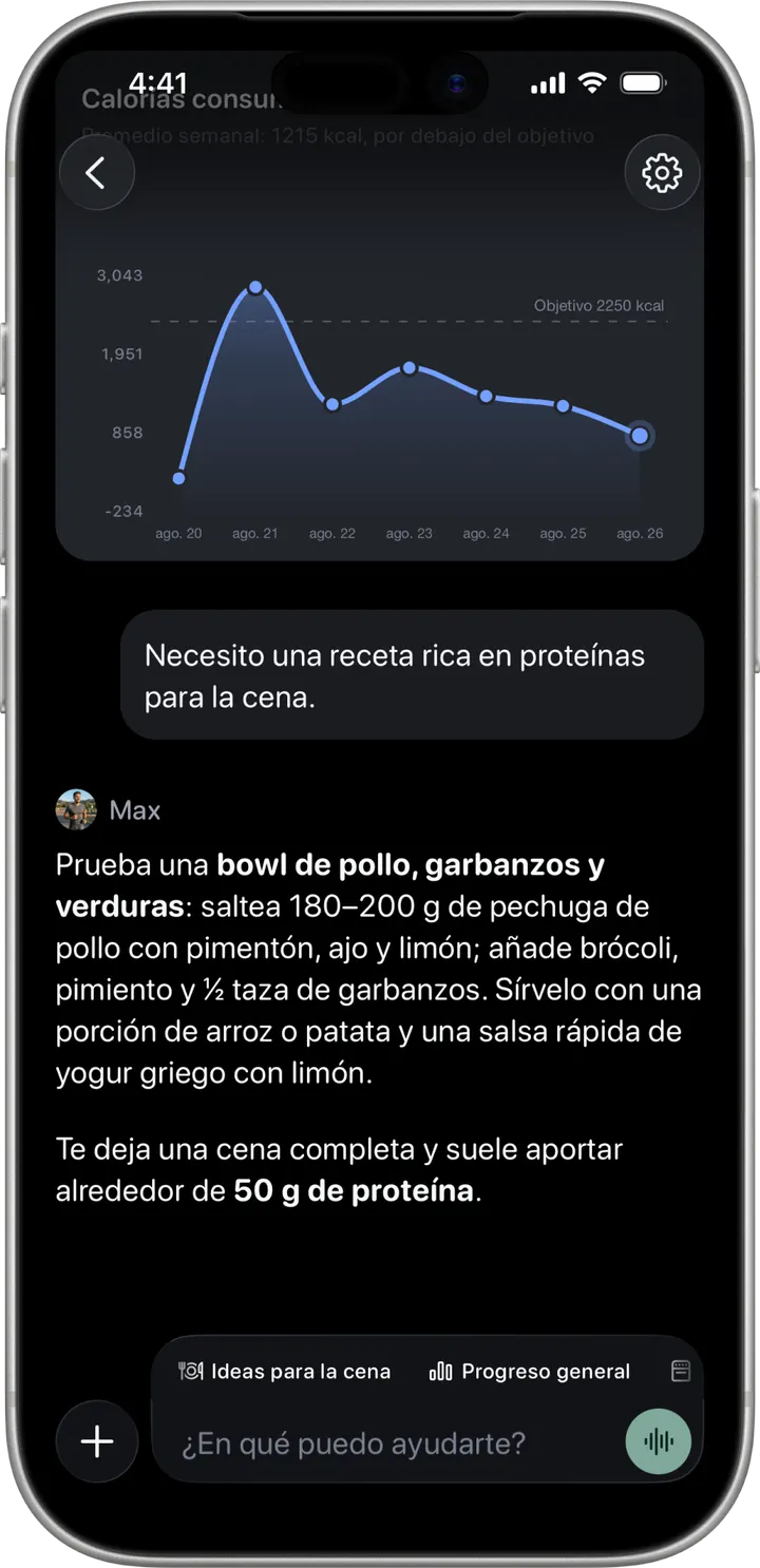 Pantalla de coach de Healthier